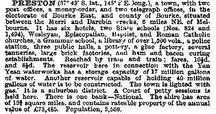 The Australian Handbook, 1893, described Preston as - 